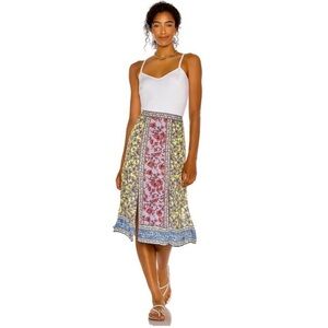 NEW Alice + Olivia Athena Midi Skirt Purple Yellow Patterned Size 0 A Line NWOT